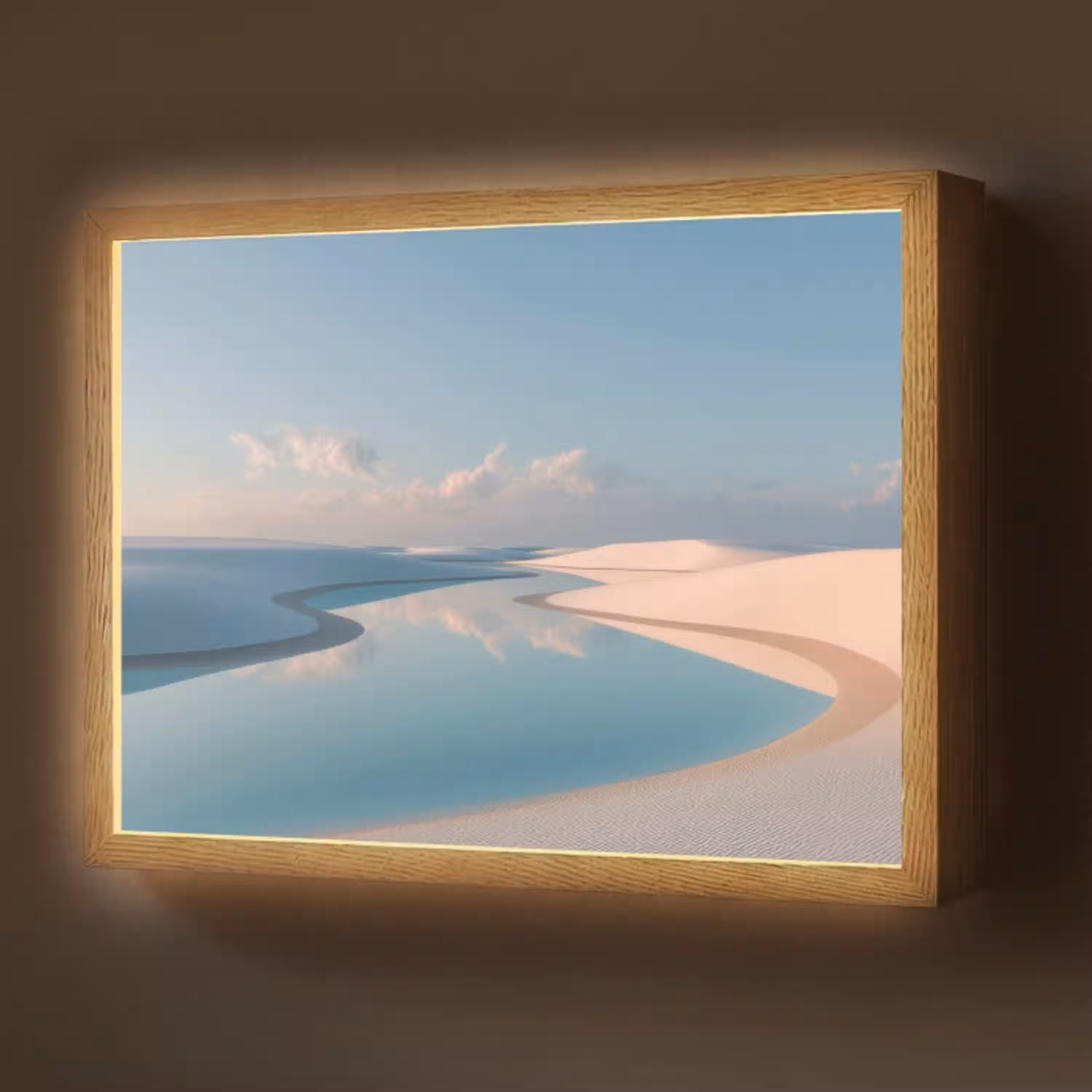 Duinen - Waterplas - Oneindige rust Light Box met batterij (Wandlamp) middel -z3d_website