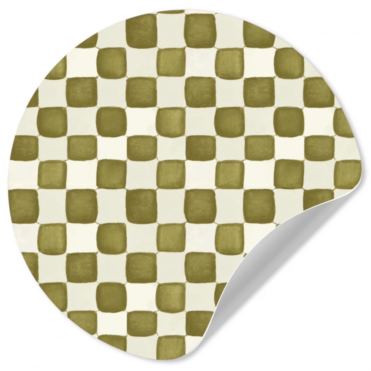 Schaak - Patroon - Groen Wandcirkel behangsticker klein 186 -3d