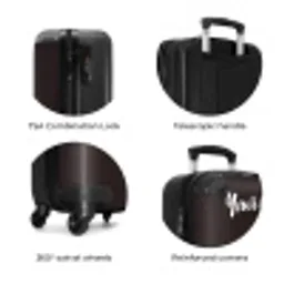 Eenhoorn en Bloemen op Zwarte Achtergrond NBS - Handbagage koffer - Kinderen Unisex middel zzzzzzzbolletjes_ENG