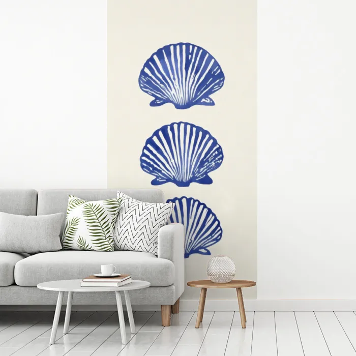 Schelpen - Blauw - Patroon fotobehang vinyl groot -woonkamer
