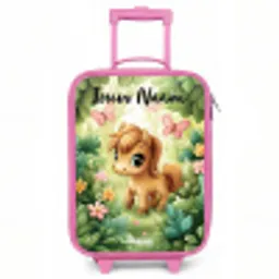 Paard - Bloemen - Vlinders Kinderkoffer - Roze klein -3d