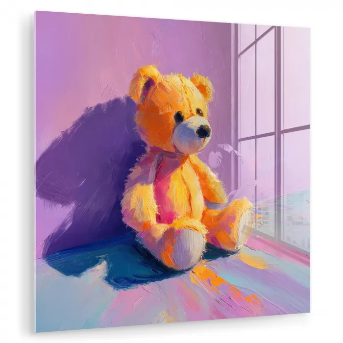 Teddybeer - Schaduw - Penseelstreken - Paars plexiglas 5mm klein -zzzproduct_nieuw