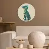 Dinosaurus - Turquoise - Stekels Akoestische PET Vilt - Rond klein -sfeer1