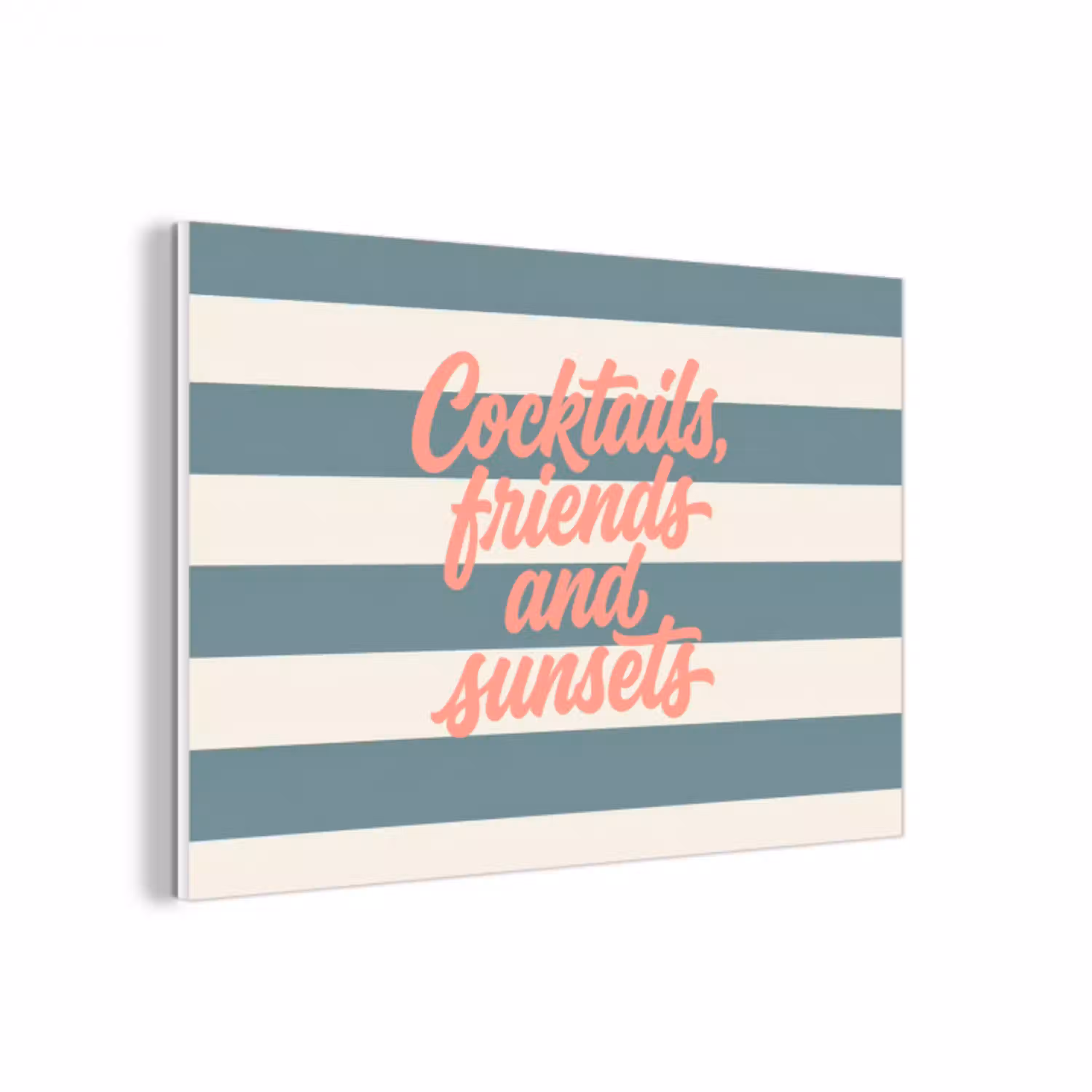 Cocktails - Strepen - Blauw - Koraal forex 5mm xxl -3d