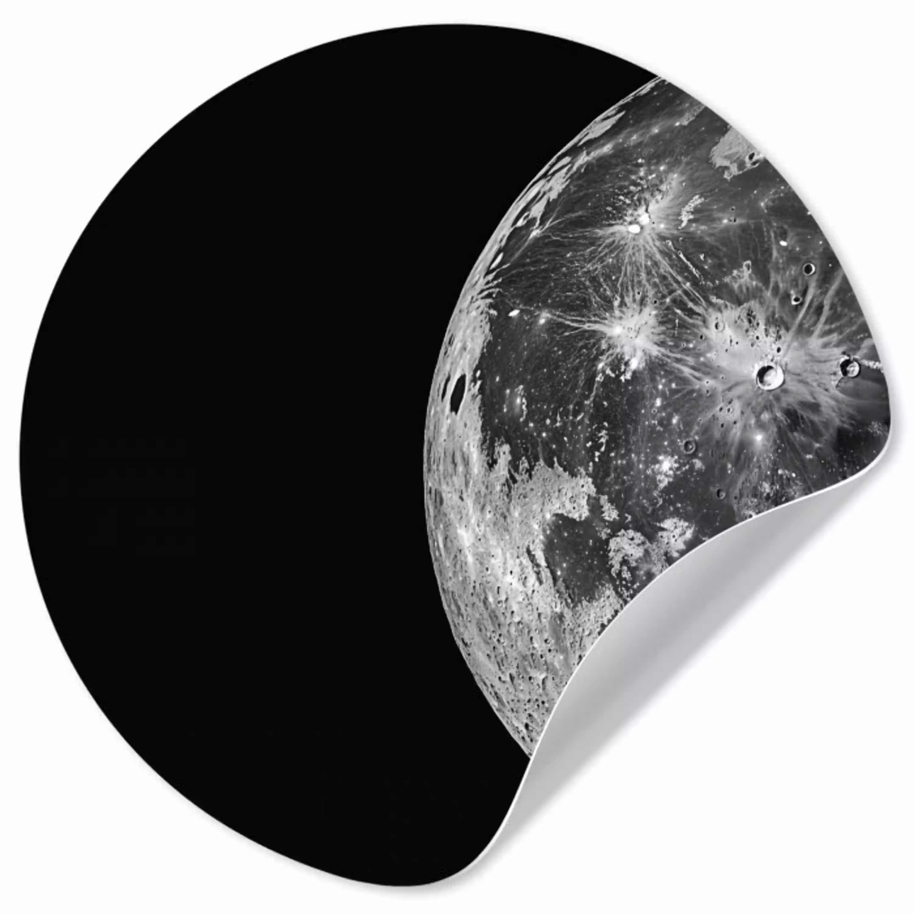 Close-up - Maan - Wit - Textuur Wandcirkel behangsticker klein -3d