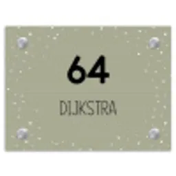 Olijfgroen met stippen - Modern Naambord Rechthoek middel -3d