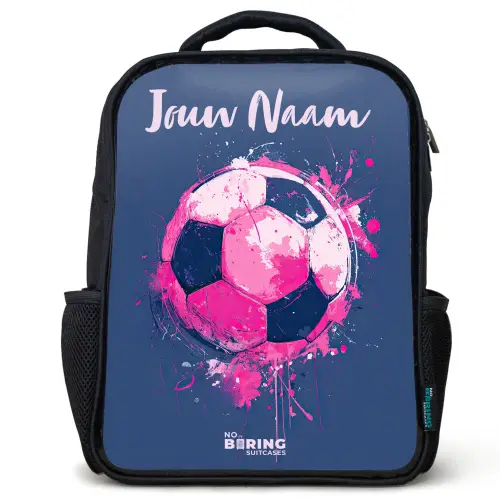 Voetbalvibes -  Verf - Roze - Blauw Rugzak - Zwart middel -3d