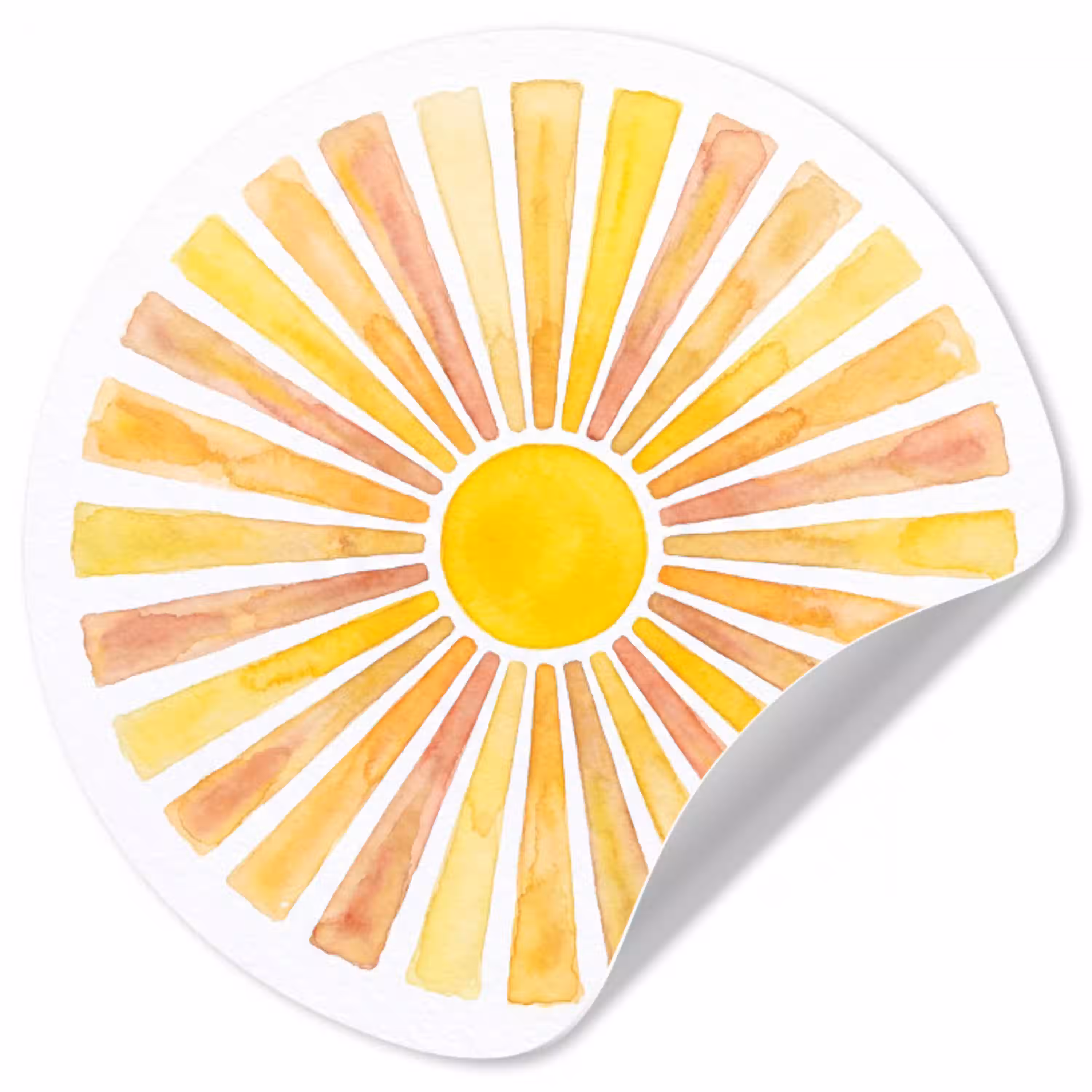 Zon - Stralen - Aquarel - Geel - Abstract Wandcirkel behangsticker klein -3d