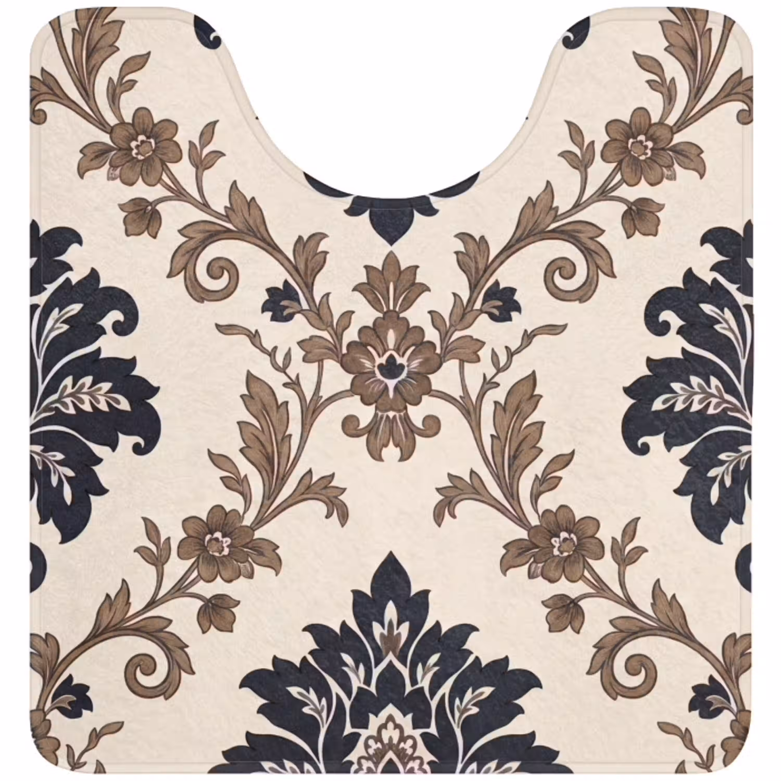Patroon - Floraal - Klassiek - Beige-blauw WCmat U-uitsnede middel -3d