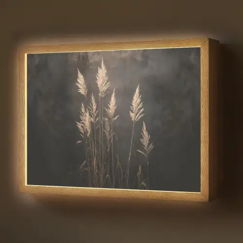 Siergras - Pluimen - Verlichting - Zwart Light Box met batterij (Wandlamp) middel -z3d_website