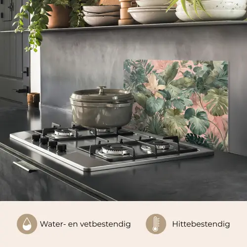 Compositie van bladeren - Groen - Roze keuken achterwand spatscherm klein -usp_NL