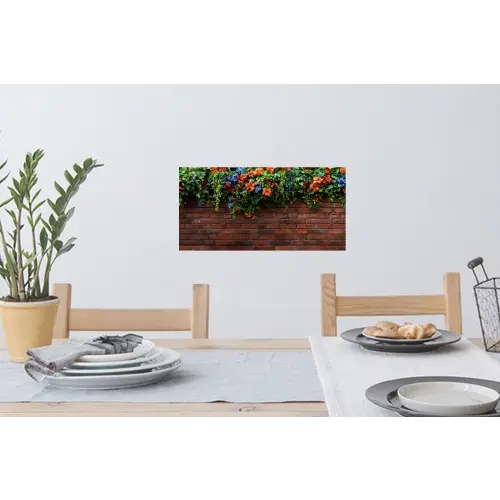 Bloemen - Muur - Groen - Oranje Muursticker klein -eettafel