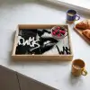 Gezicht - Mond - Graffiti - Zwart Dienblad Rechthoek middel -sfeer2