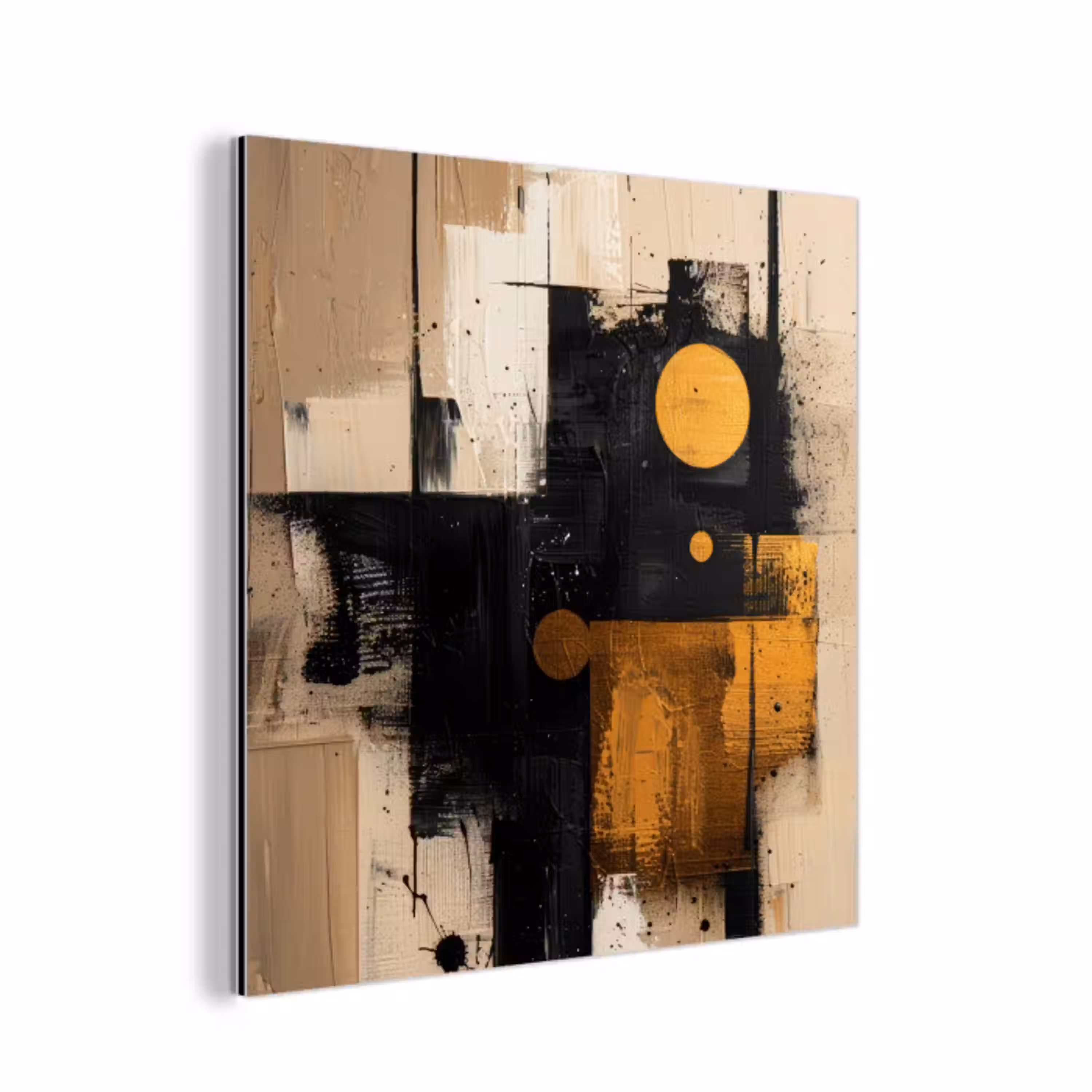 Abstract - Zwart - Goud - Modern aluminium wit klein -3d