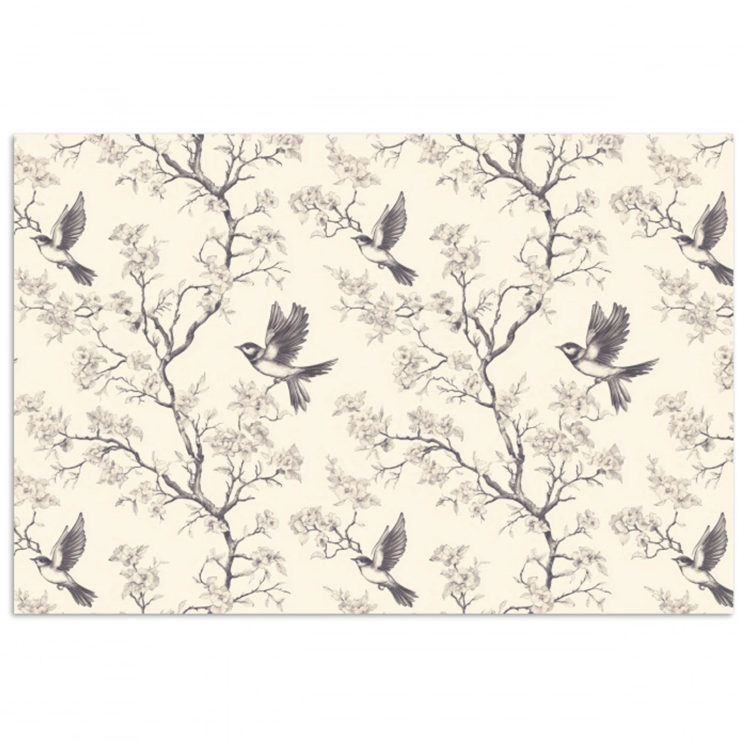Takken - Vogels - Beige poster papier klein 62 -3d