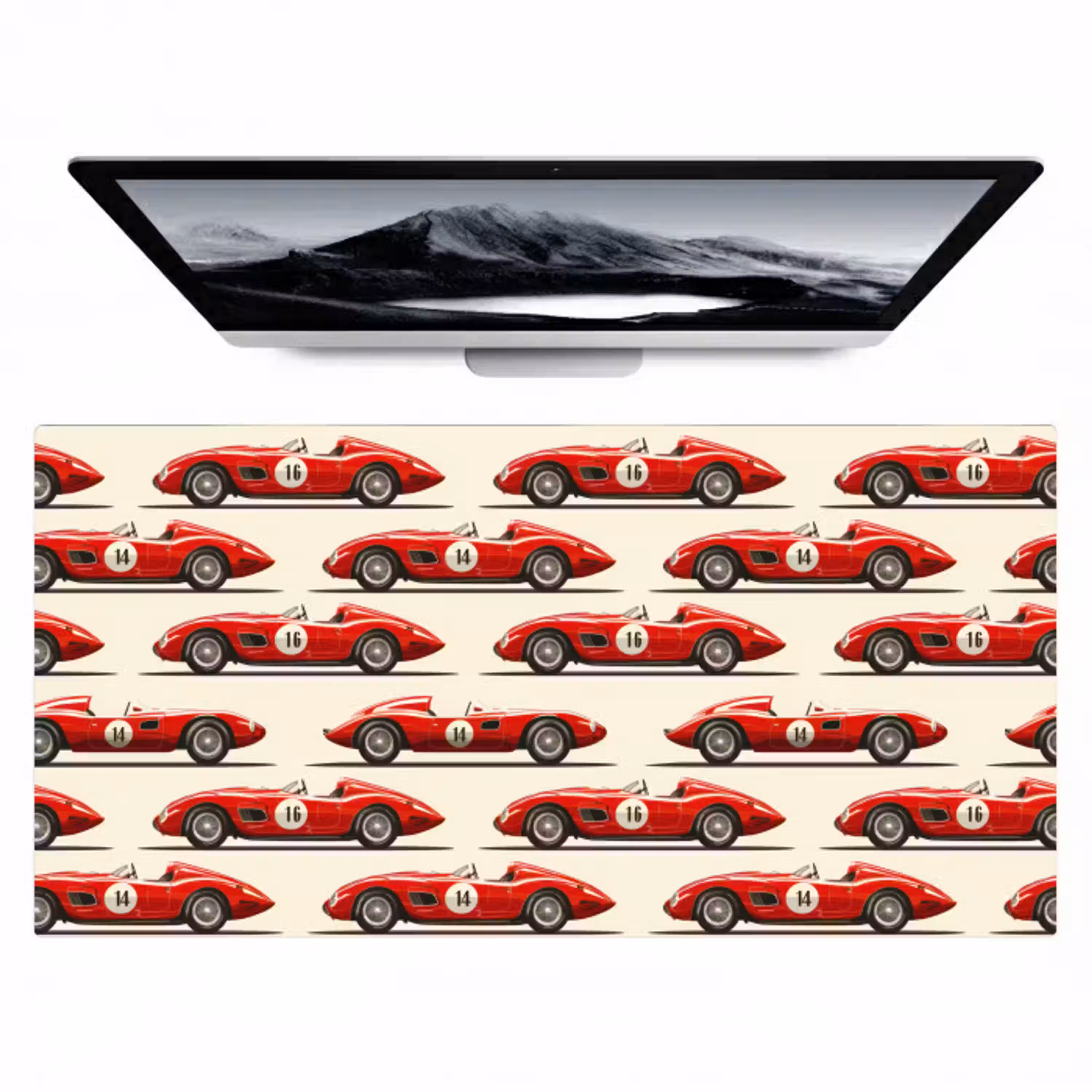 Raceauto - Retro - Rood Muismat XXL klein 681 -zzz3d