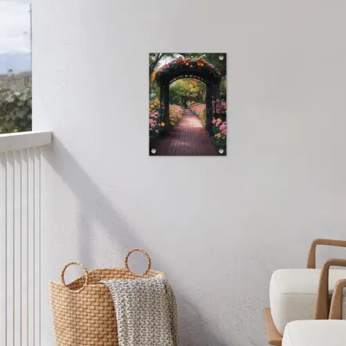 Doorkijk - Bloemen - Pad - Natuur - Kleurrijk tuinposter los doek klein -sfeer8