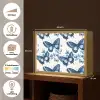 Blauw - Vlinders - Bloemen - Wit Light Box met batterij (Wandlamp) middel 907 -USP_websiteoverzichtNL