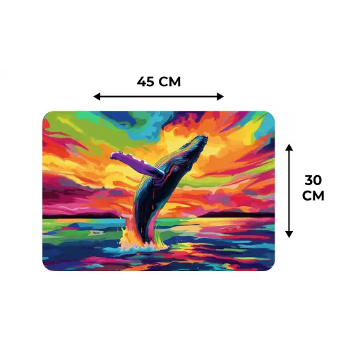 Zonsondergang - Walvis - Geschilderd - Kleurrijk Placemat vinyl groot -specs