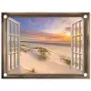 Doorkijk - Strand - Duinen - Natuur - Landschap tuinposter los doek klein -3d