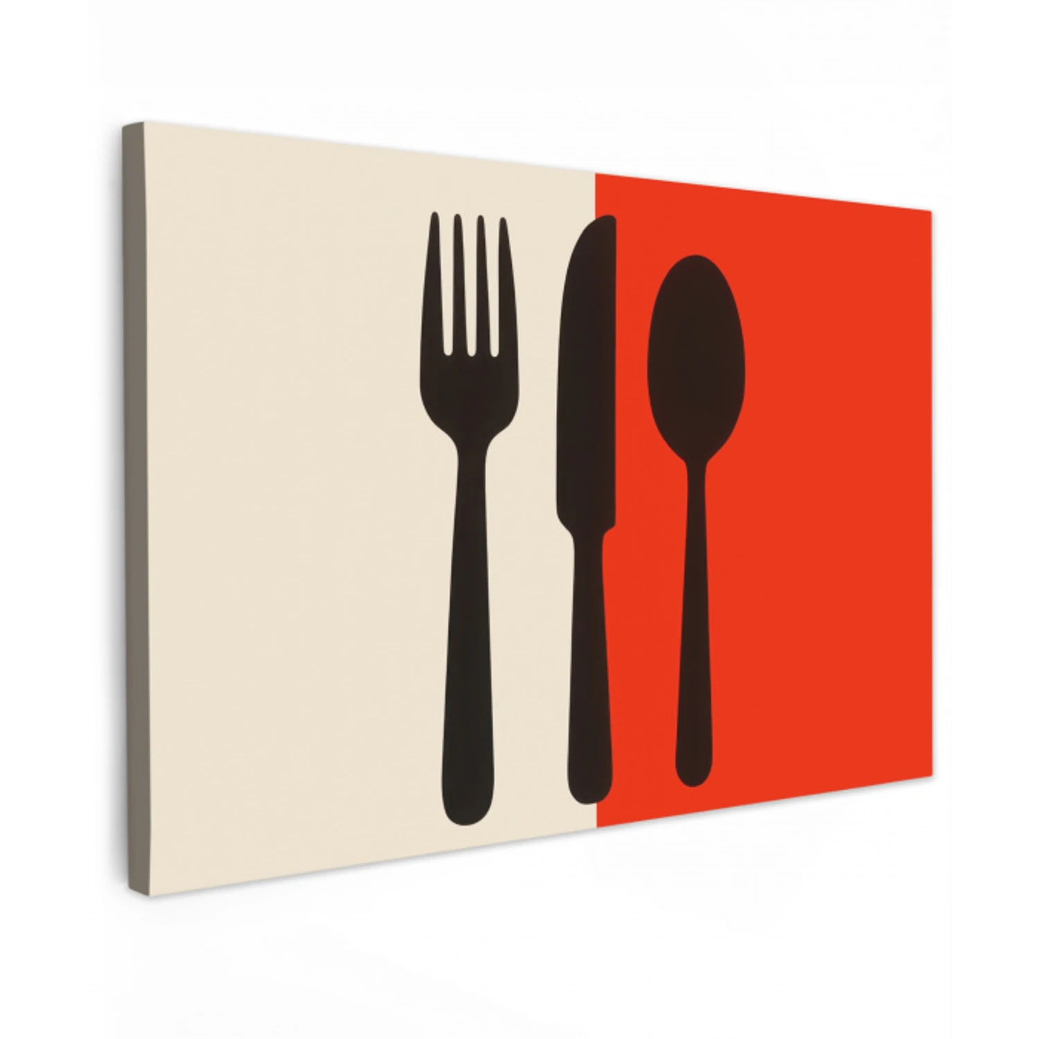 Bestek - Rood - Wit Tuinposter op houten frame 2 cm dik klein -3d