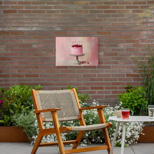 Taart - Pink - Cherry Tuinposter op houten frame 2 cm dik klein -sfeer3
