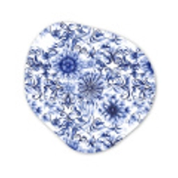 Bloemen - Blauw - Patroon - Wit Wandcirkel Organisch Aluminium middel 851 -3d