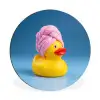 Badeend - Handdoek - Blauw Wandcirkel aluminium klein -3d