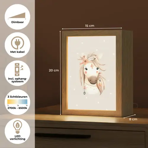 Paard - Bohemian - Pastel - Stippen Light Box met kabel klein -USP_NL