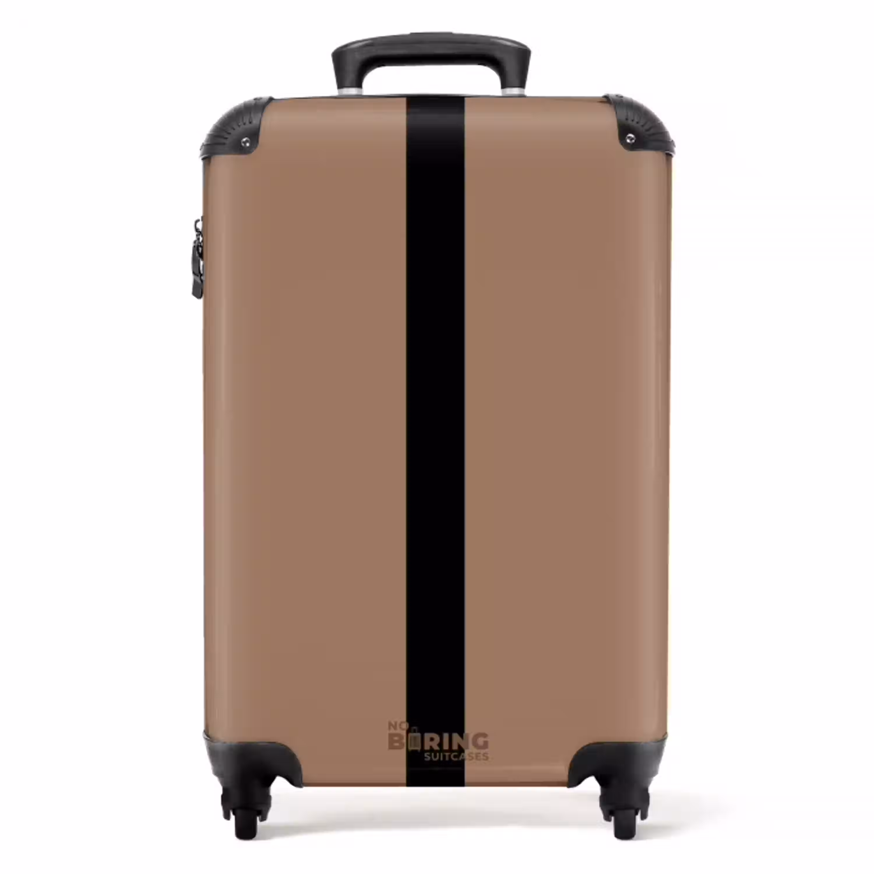 Minimal - Warm bruin met zwarte streep NBS - Handbagage koffer - Unisex middel -productfoto_recht