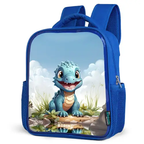 Darius Dino Kinderrugzak - Blauw middel -schuin