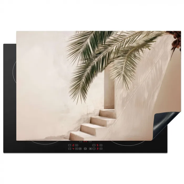 Palmboom - Schaduw - Trap - Beige Inductie beschermer vinyl 3mm klein -3d