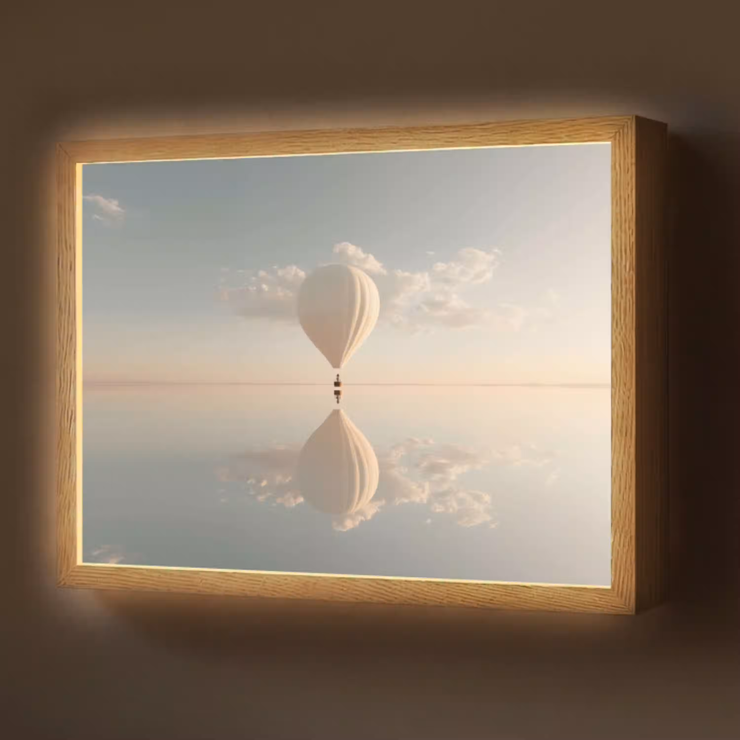 Luchtballon - Wolken - Water - Blauw Light Box met batterij (Wandlamp) middel -z3d_website