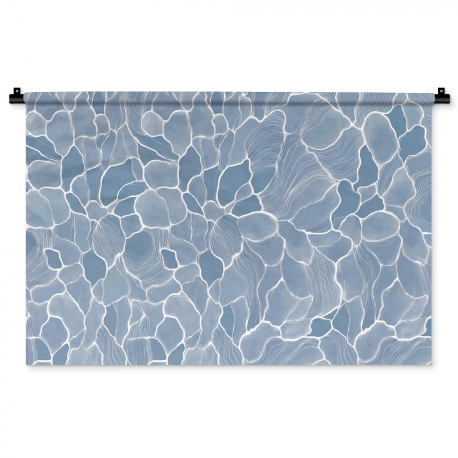 Abstract - Blauw - Bladeren Wandkleed katoen middel -zz3d