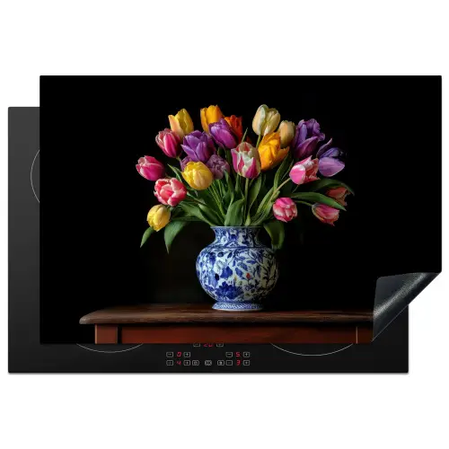 Tulpen - Kleuren - Hout - Vaas Inductie beschermer vinyl 3mm klein -3d