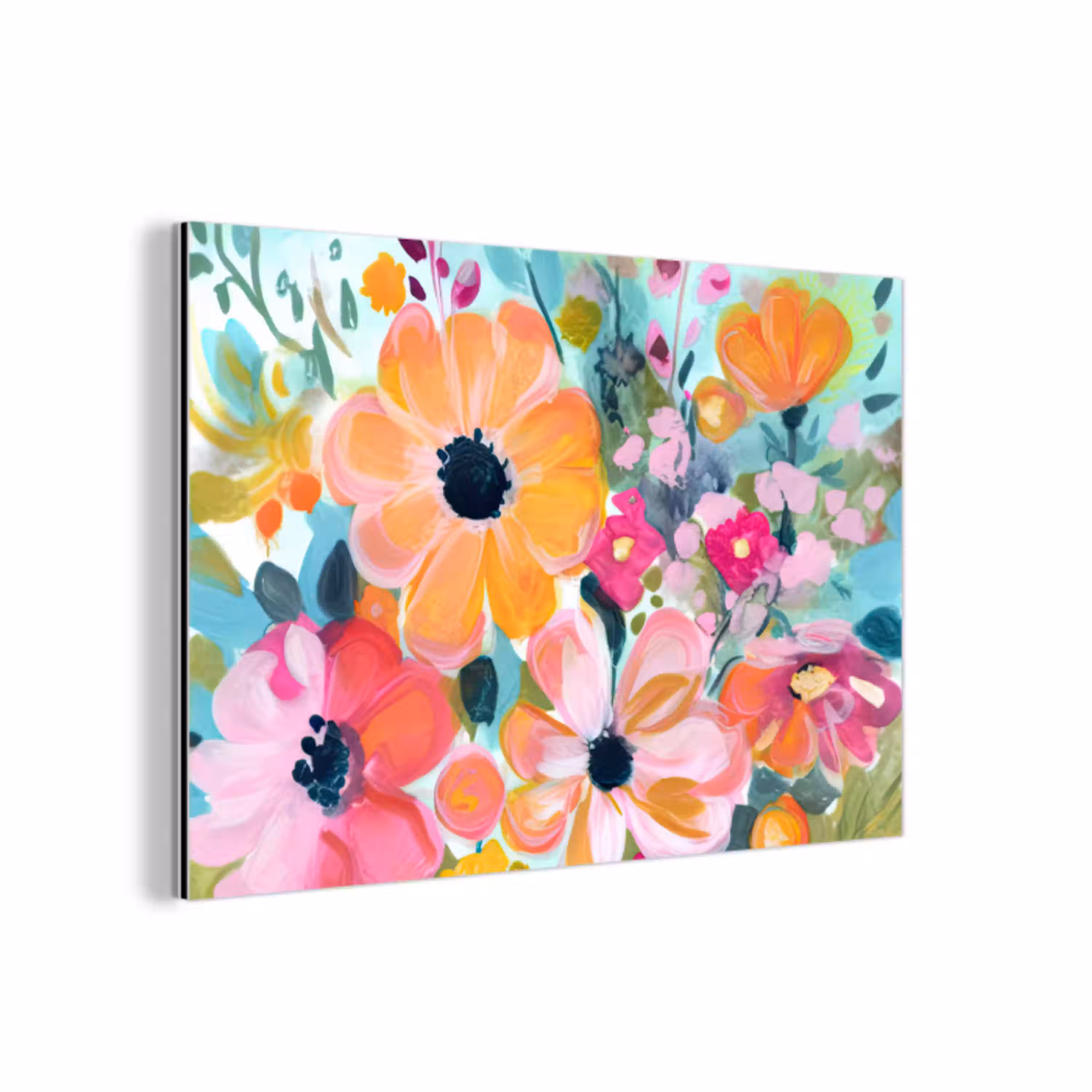 Bloemen - Schilderij - Natuur - Botanisch aluminium wit klein -3d