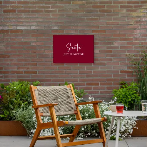 Santa - Wine - Rood - Kerst - Kerstman Tuinposter op houten frame 2 cm dik klein -sfeer3