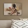 Olieverf - Vrouw - Wijn canvas 2cm klein -sfeer3