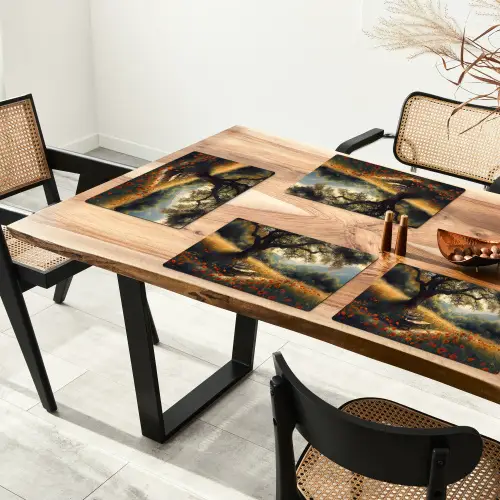 Bankje - Boom - Klaprozen - Heuvels Placemat vinyl groot -zzsfeer4_Kitchenyeah-website