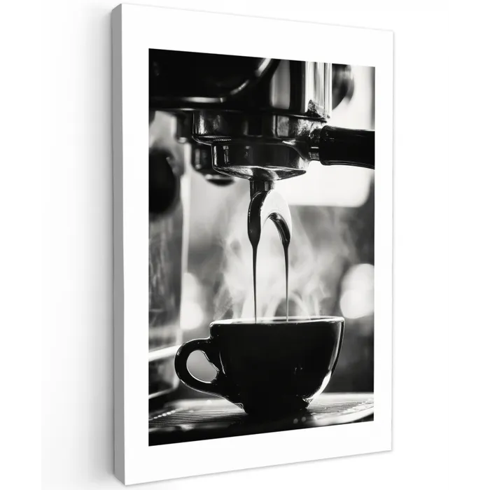 Coffee - Espresso - Koffiemachine - Kop Tuinposter op houten frame 2 cm dik klein -3d