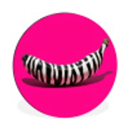 Banaan - Zebraprint - Roze Wandcirkel aluminium klein -3d