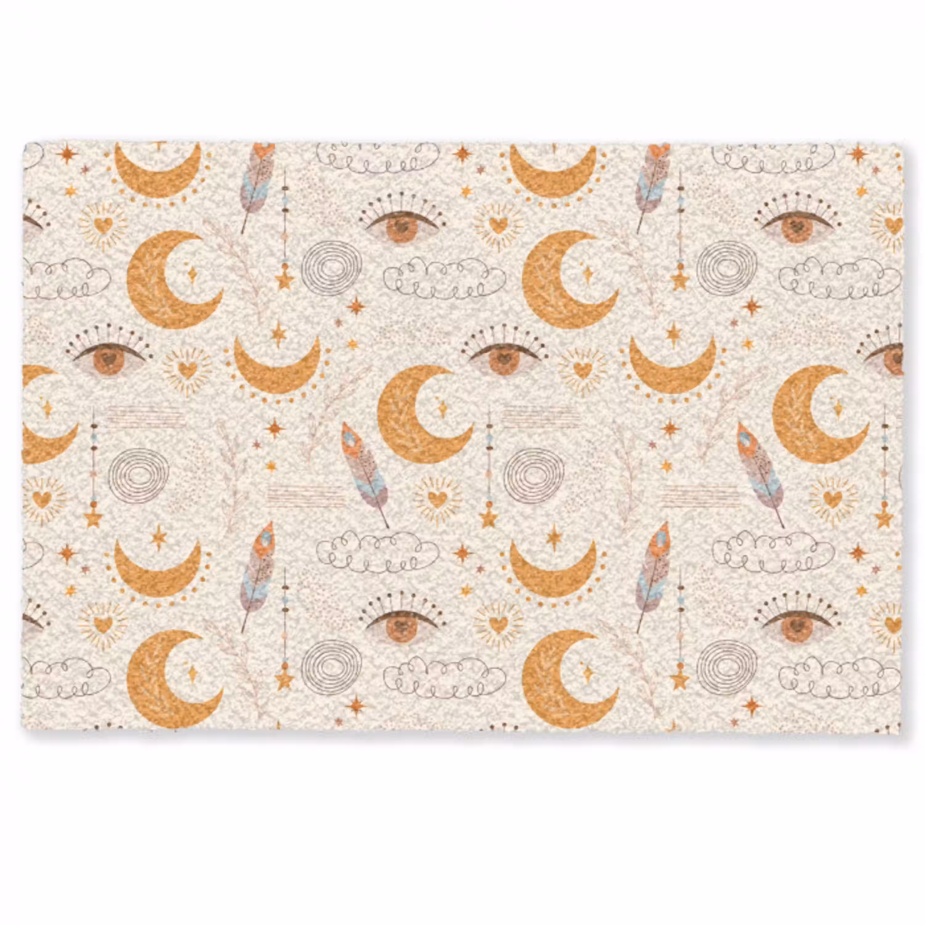 Boho - Print - Ogen - Maan - Veren - Beige Deurmat klein -zkaufland3d