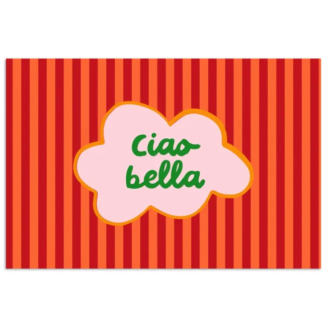 Poster - Ciao bella - Tekstwolk - Strepen - Oranje