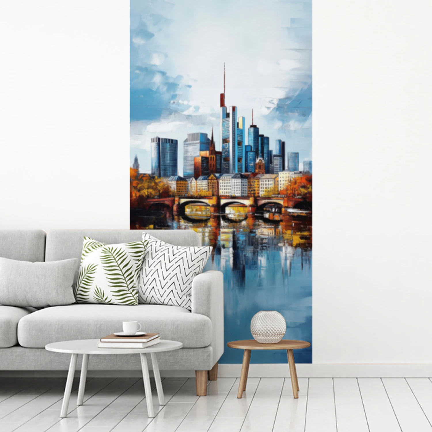 Bomen Frankfurt- Stad - Skyline - Brug fotobehang vinyl groot -woonkamer