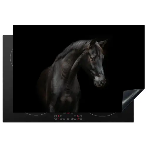 Paard - Dieren - Zwart - Portret Inductie beschermer vinyl 3mm klein -3d