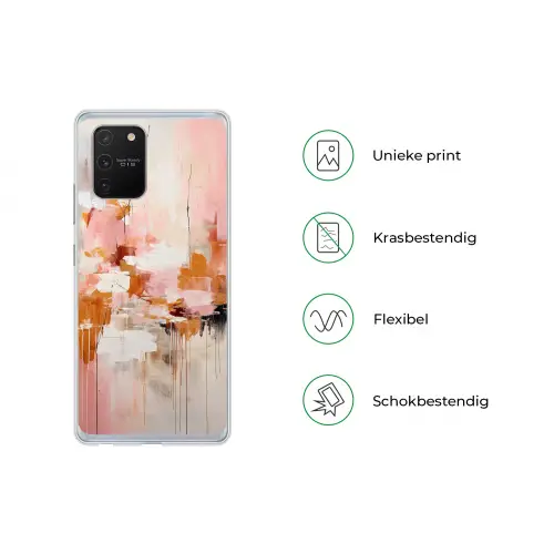 Verf - Roze - Oranje - Abstract - Kunst Telefoonhoesje Samsung Galaxy S10 Lite klein -specsS10Lite