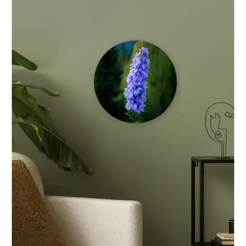 Bloemen - Blauw - Dennenboom Wandcirkel kunststof plaat 5mm dik klein -sfeer3