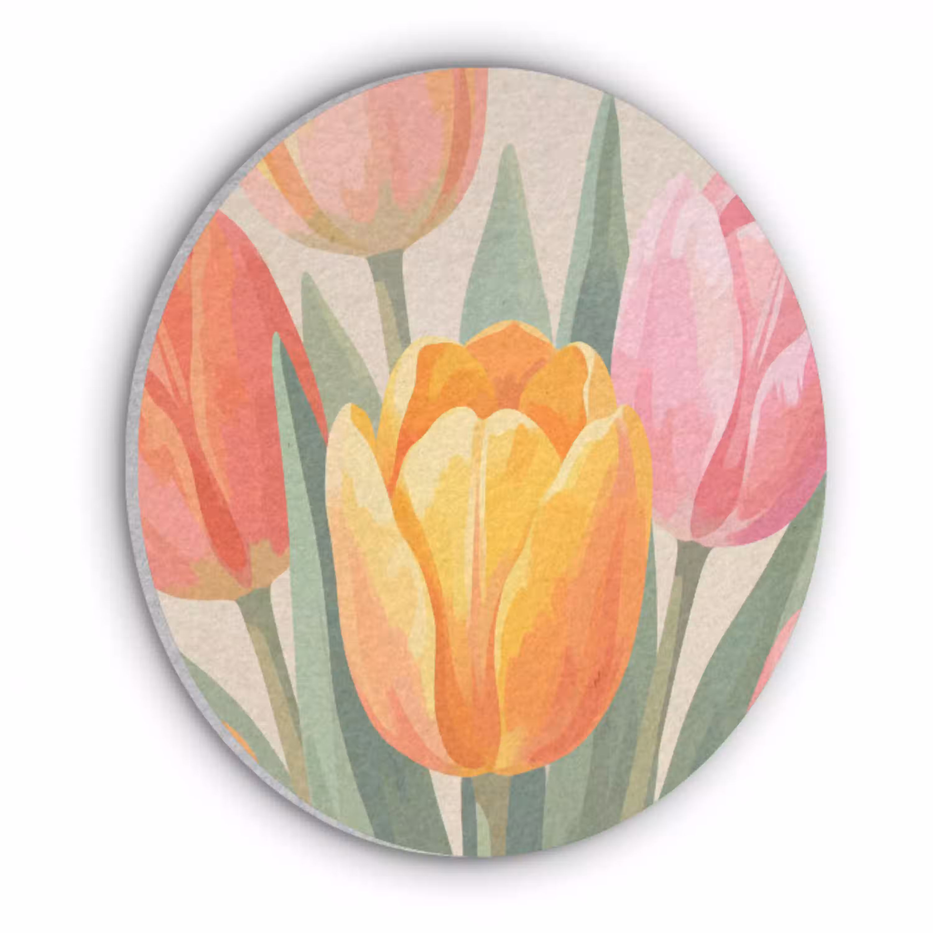 Tulpen - Abstract - Kleurrijk Akoestische PET Vilt - Rond klein -3d