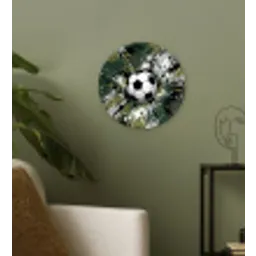 Voetbal - Verf - Spetters - Groen Wandcirkel kunststof plaat 5mm dik klein -sfeer3