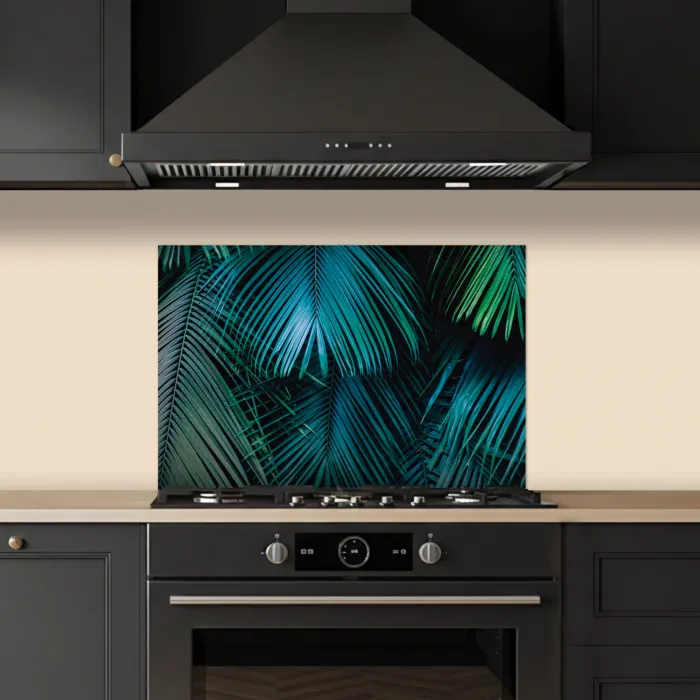 Bladeren - Tropisch - Jungle - Donkergroen keuken achterwand spatscherm klein -sfeer1